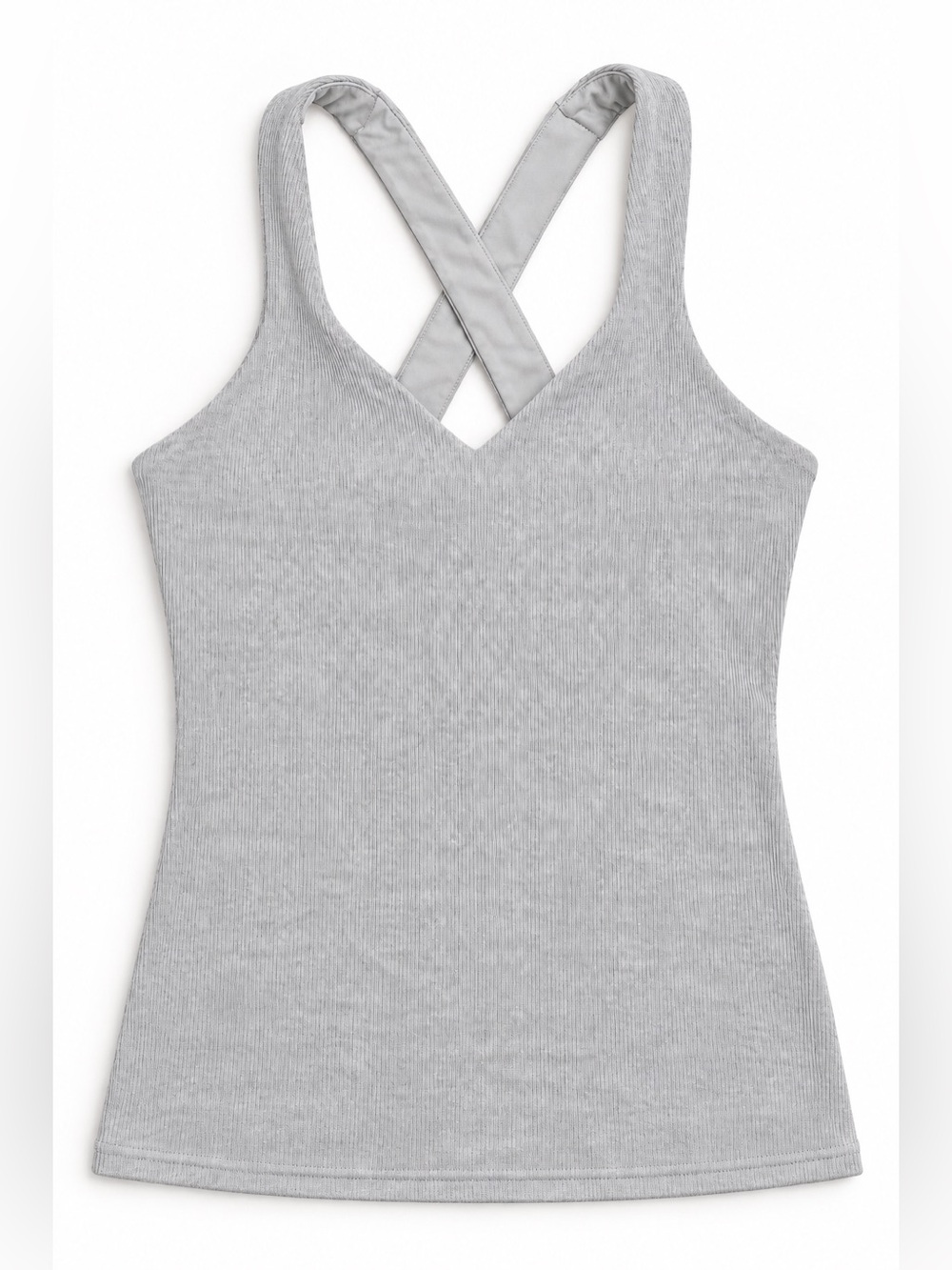 Alo Yoga Elevate Cross-Back Ribbed Tank Top - Grey